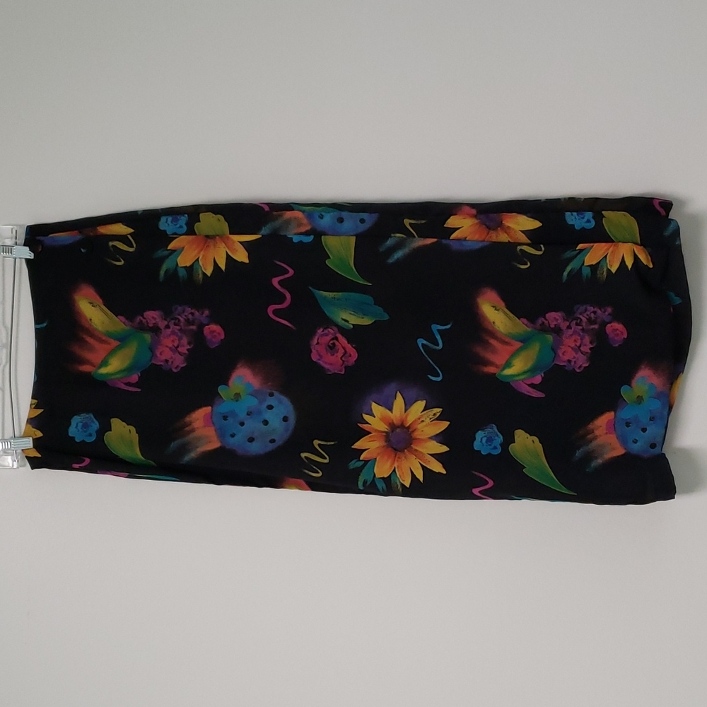 Vintage bright‎ floral wrap-style maxi skirt